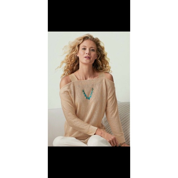 Soft Surroundings Sweaters - Soft Surroundings Cold Shoulder Valencia Top Cuban Sand Size medium